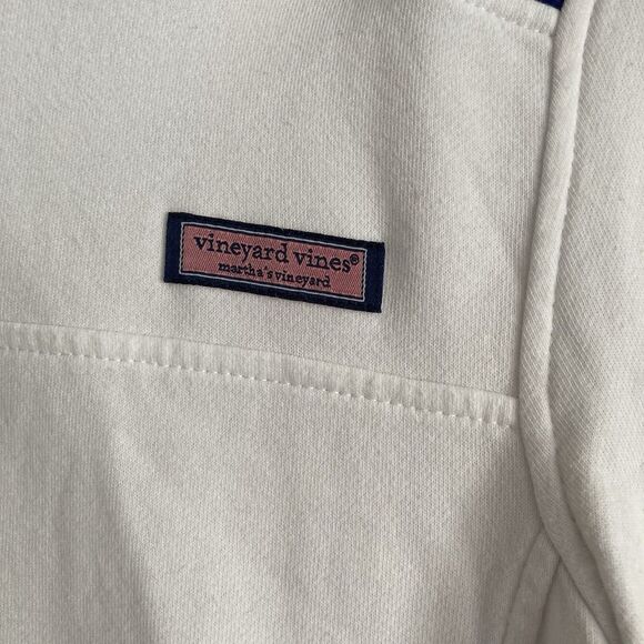 Vineyard Vines Womens Pullover 1/4 Zip Fleece Jacket Back Detail Sz Small White - Picture 5 of 12